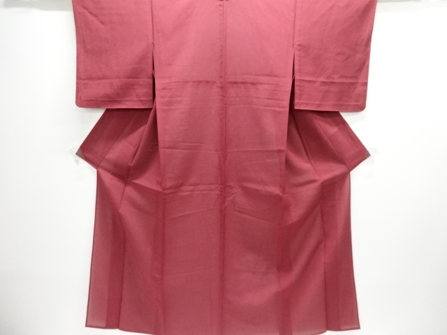 駒絽透かし織　枝葉模様織り出し色無地着物